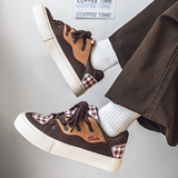 1613-2874-P68休闲板鞋圆头格纹青年车缝线格子港风ins男士鞋子26，男鞋休闲鞋，星座1613-1