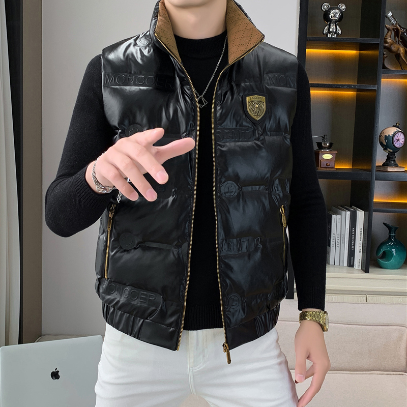 亮面帅气羽绒棉马甲冬季新款潮流男士立领无袖轻薄保暖坎肩外套
