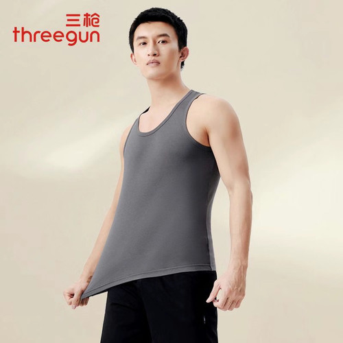 特价三枪男士背心新疆纯棉跨栏运动健身打底夏季汗衫全棉莱卡棉