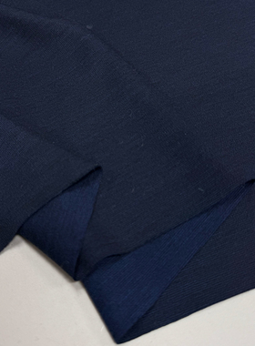 进口蓝色精纺纯羊毛面料柔软贴身针织纯羊毛布打底外穿秋冬羊毛布