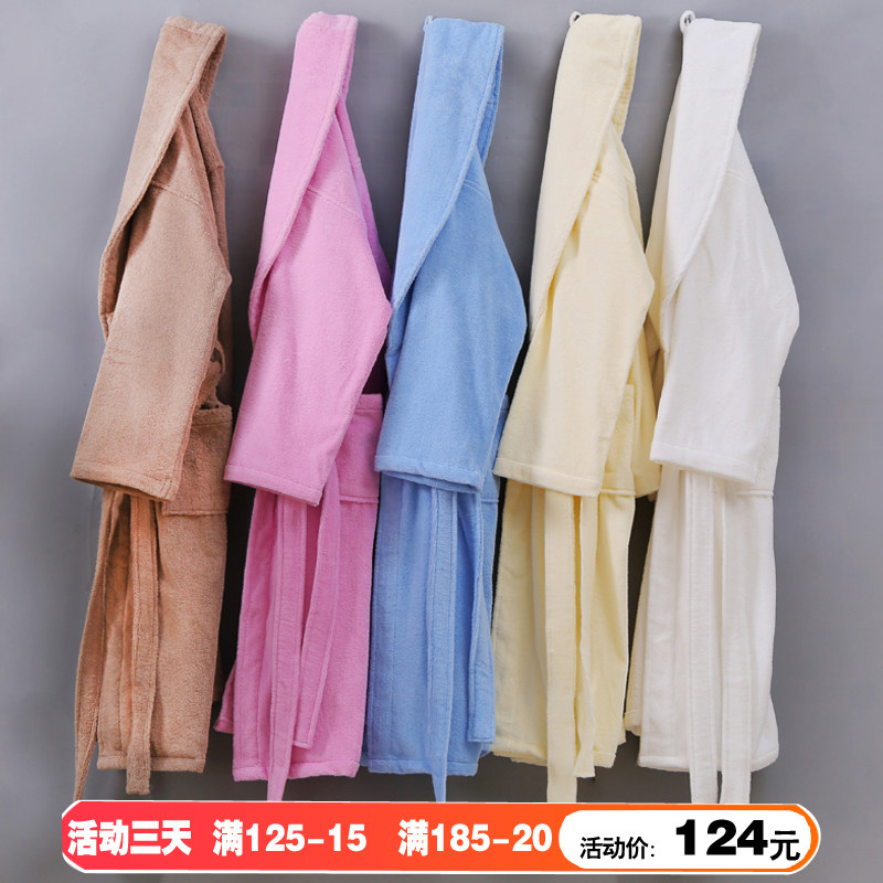 浴袍纯棉酒店纯全棉男女大童毛巾料睡袍厚春秋冬吸水成人浴衣游泳