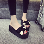 韩版 外穿波西米亚人字拖海边 女夏厚底防滑凉拖时尚 坡跟沙滩鞋 拖鞋