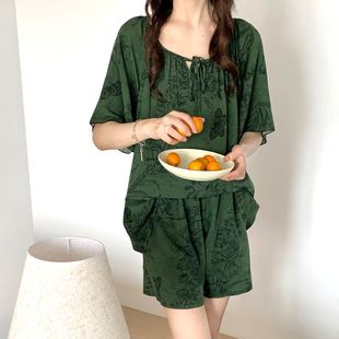 绵绸睡衣夏季 短裤 2025新款 女士短袖 大码 棉绸甜美人造棉家居服套装
