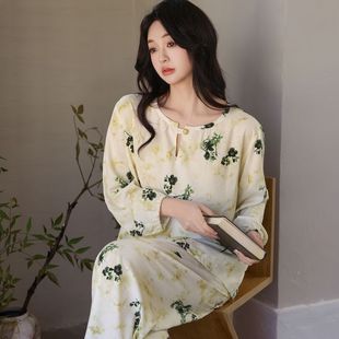 春秋夏季 人造棉绸睡衣女新中式 国风休闲绵绸家居服可外穿宽松套装