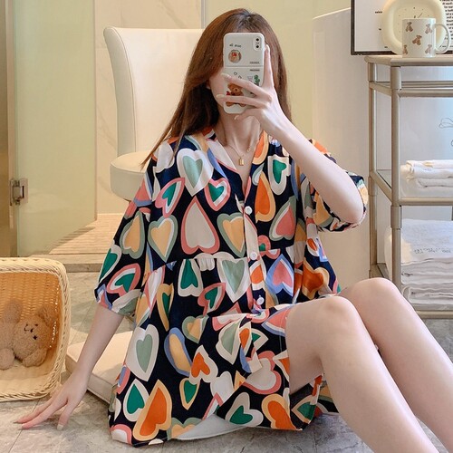 棉绸夏季套装家居服薄款可外穿
