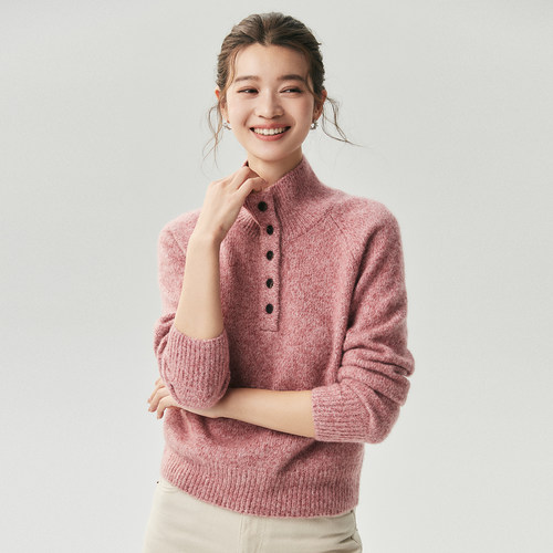 康宝莱羊绒桑蚕丝加厚保暖毛衣女
