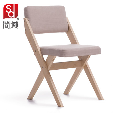 简域 实木餐椅简约现代布艺椅子家用餐厅奶茶会议酒店单人椅木椅