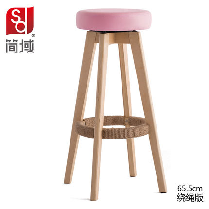 简域吧台椅酒吧椅高脚凳家用实木吧台凳现代简约旋转创意欧式椅子