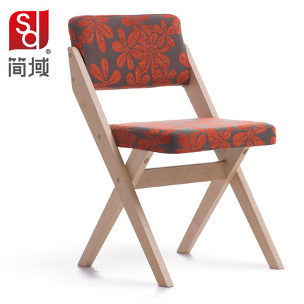 简域 实木餐椅简约现代布艺椅子家用餐厅奶茶会议酒店单人椅木椅