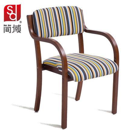简域实木餐椅北欧布艺餐桌椅子简约现代靠背扶手椅酒店座椅休闲椅