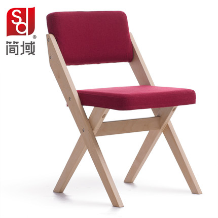 简域 实木餐椅简约现代布艺椅子家用餐厅奶茶会议酒店单人椅木椅
