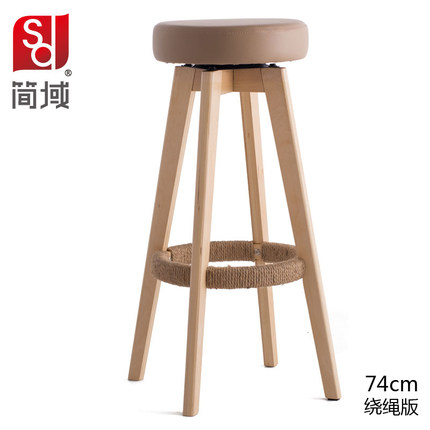 简域吧台椅酒吧椅高脚凳家用实木吧台凳现代简约旋转创意欧式椅子
