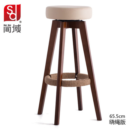 简域吧台椅酒吧椅高脚凳家用实木吧台凳现代简约旋转创意欧式椅子