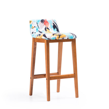 简域实木吧凳复古方木凳酒吧吧台凳咖啡厅高脚凳奶茶店凳子吧台椅