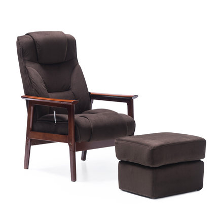 简域休闲椅现代简约靠背椅实木家用椅子带脚凳老人椅成人椅 躺椅