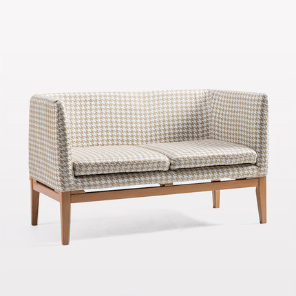 简域实木沙发双人布艺沙发简约现代小户型客厅卧室咖啡餐厅沙发椅