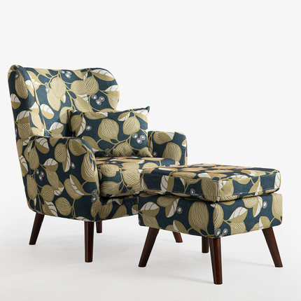 简域单人小户型沙发实木时尚布艺沙发简约欧式单人皮布沙发休闲椅