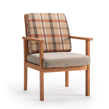 简域北欧实木餐椅美式休闲扶手咖啡厅桌椅书桌椅靠背椅电脑椅椅子