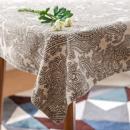 简域 布艺餐桌布 台布圆桌方桌茶几桌布时尚田园布艺棉麻桌垫子