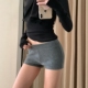 辣妹风显腿长针织短裤 休闲裤 女春秋冬新款 设计感显瘦包臀外穿热裤