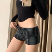 美式 子 高弹百搭外穿翻腰休闲迷你热裤 包臀条纹低腰短裤 女春夏新款