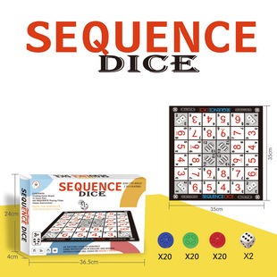 FOLDING GAME BOARD SEQUENCE DICE外贸英文可折叠骰子序列游戏棋