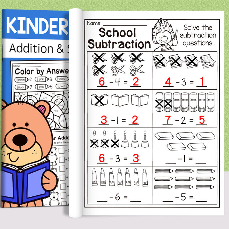Kindergarten Number Lines Addition Subtraction Workbook加减 - 实物图