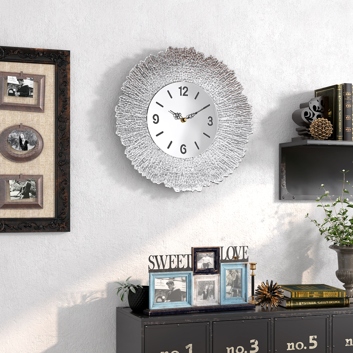 现代简约金属圆形挂钟