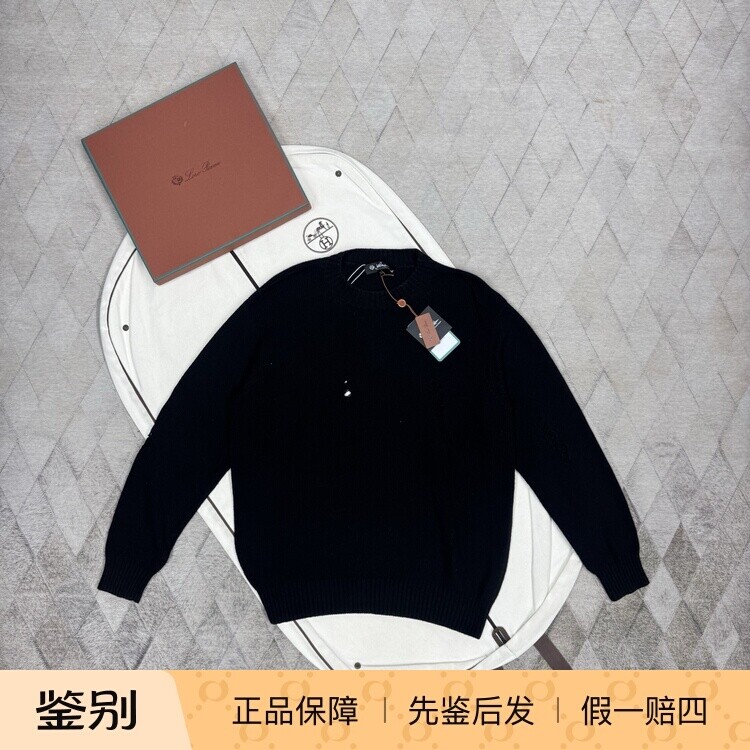 Loro piana 诺悠翩雅男士山羊绒针织毛衣破坏圆领毛衣时尚百搭