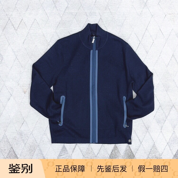 Zegna 杰尼亚男士羊毛夹克外套深蓝色运动夹克外套时尚百搭