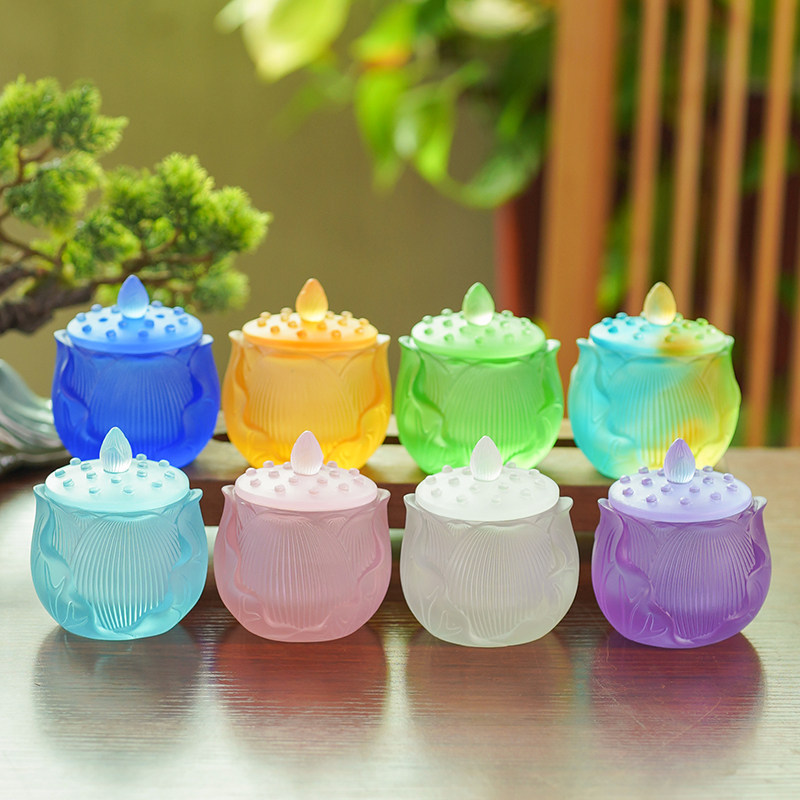 古法琉璃八色圣水杯居家佛供用品供杯供佛净水杯佛堂供奉杯包邮