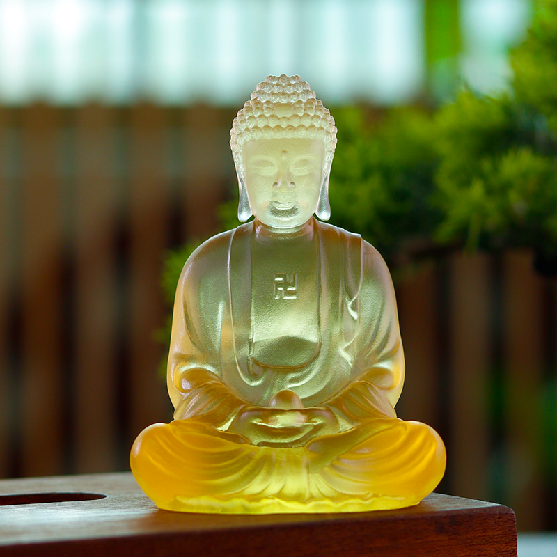 真琉璃释迦摩尼佛像家居客厅玄关桌面摆件佛塔佛堂寺庙供奉装饰品