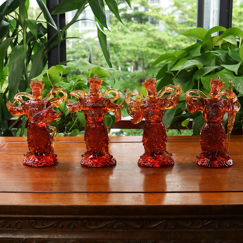 禅悦古法琉璃四大天王佛像摆件持国天王增长天王广目天王多闻天王