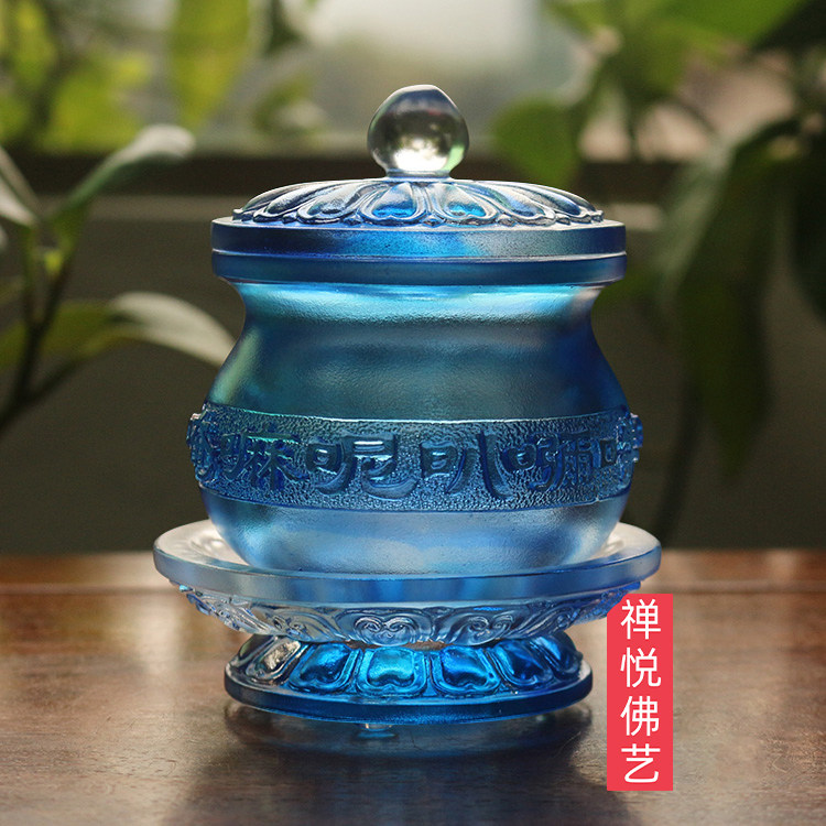 琉璃六字大明圣水杯佛堂彩色图片