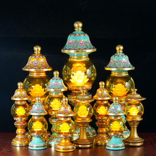 2025新款珐琅彩LED莲花灯佛前供灯寺庙寺院大殿灯充插两用神社灯