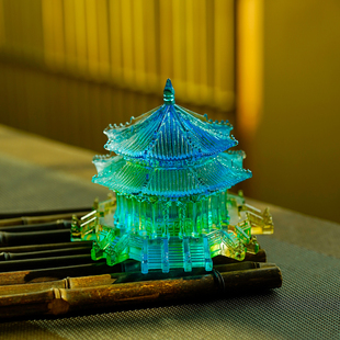 琉璃中式古典宫殿建筑模型家用客厅办公室桌面摆件纪念品鱼缸造景