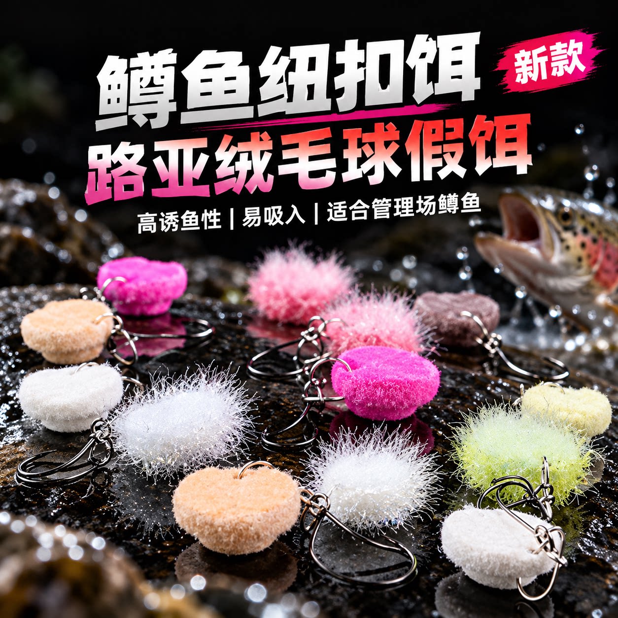 纽扣饵绒毛球微物路亚饵慢沉亮片拟饵溪流鳟鱼马口白条假饵