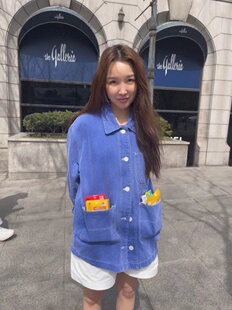 【现货】韩国maybebaby宽松衬衫外套休闲纯色翻领夹克上衣女