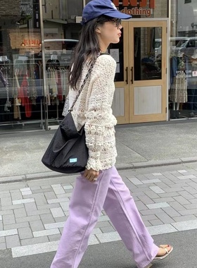 韩国modest mood直筒牛仔裤多巴胺穿搭高腰休闲纯色显瘦长裤