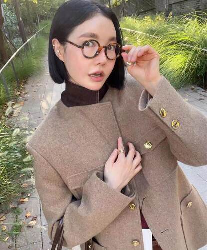 helder宽松廓形金扣西服外套