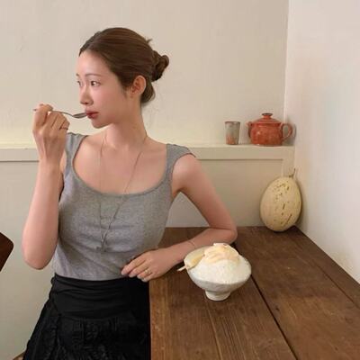 【现货】ATELIER EDITION韩国U领背心极简风小众设计感无袖上衣女