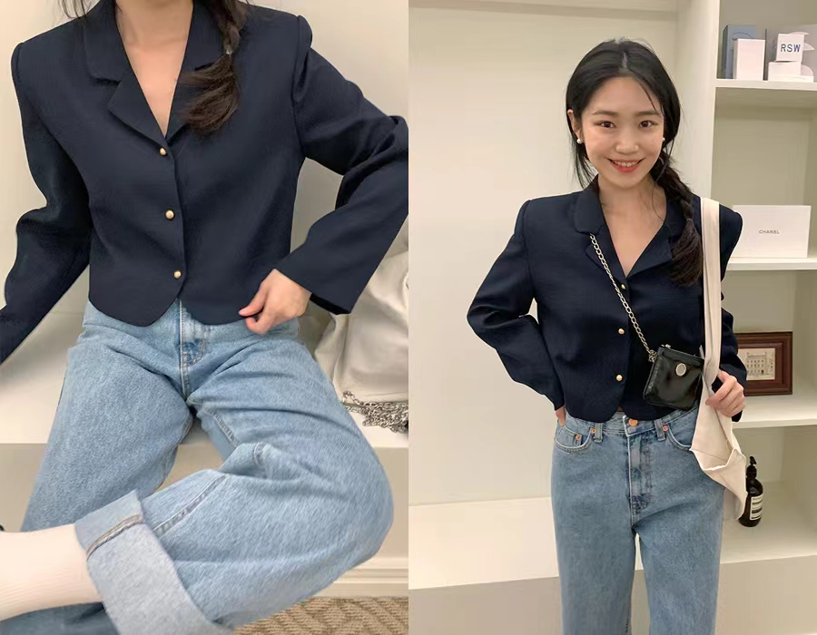 004简约气质长袖西装外套