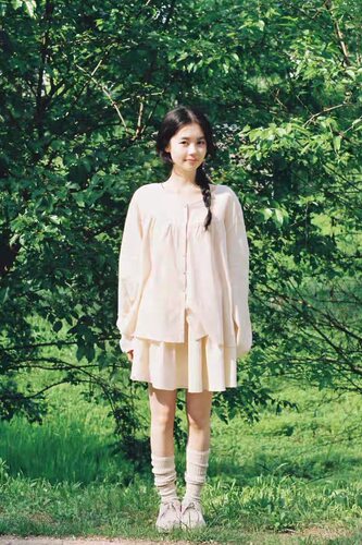 【现货】韩国snugnook26夏季新款气质淑女甜美皱褶轻薄衬衫/半裙