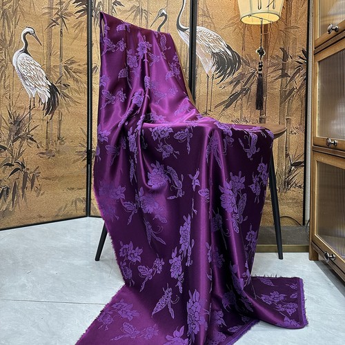 人丝棉蝶恋花提花服装面料 新中式马甲秋冬名族风外套棉服布料