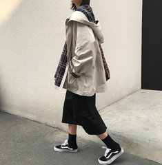 Real-price new chic coat windbreaker medium-long cold women's wear Hong Kong style relaxed handsome BF