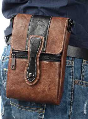 7.12寸华为荣耀8Xmax手机腰包 单肩包复古大屏挂腰手机包穿皮带男