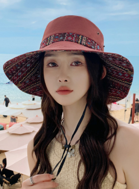 民族风渔夫帽女夏季海边出游