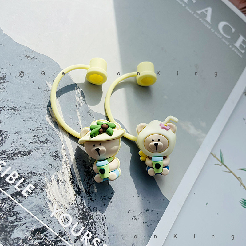 适用于Stanley大口径10mm卡通可循环创意小熊硅胶防尘吸管塞帽