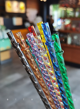 适用于榴莲吸管杯非一次性可循环环保27cm水晶塑料吸管喝水配件