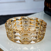 圆形烟缸 金色彩色大号水晶玻璃烟灰缸家用办公室时尚 欧式 创意个性